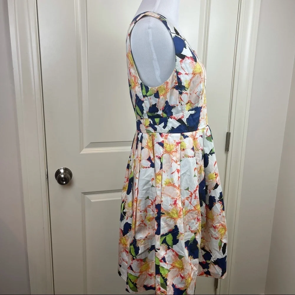 J Crew Collection Floral Cove V-neck Dress Cotton Sleeveless Size 6 - Picture 6 of 16